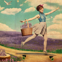 Art collage with beautiful woman