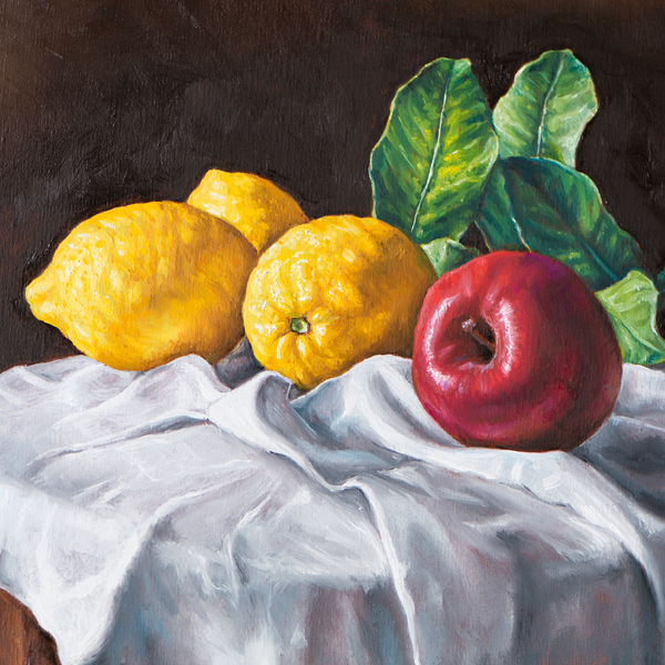 Oil painting of a still life