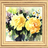 Orginal watercolor painting two lovely yillow roses